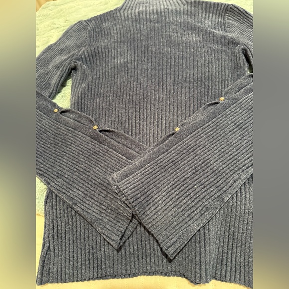 White House Black Market Blue Gray Mock Neck Sweater Size Large NWOT - Picture 7 of 8